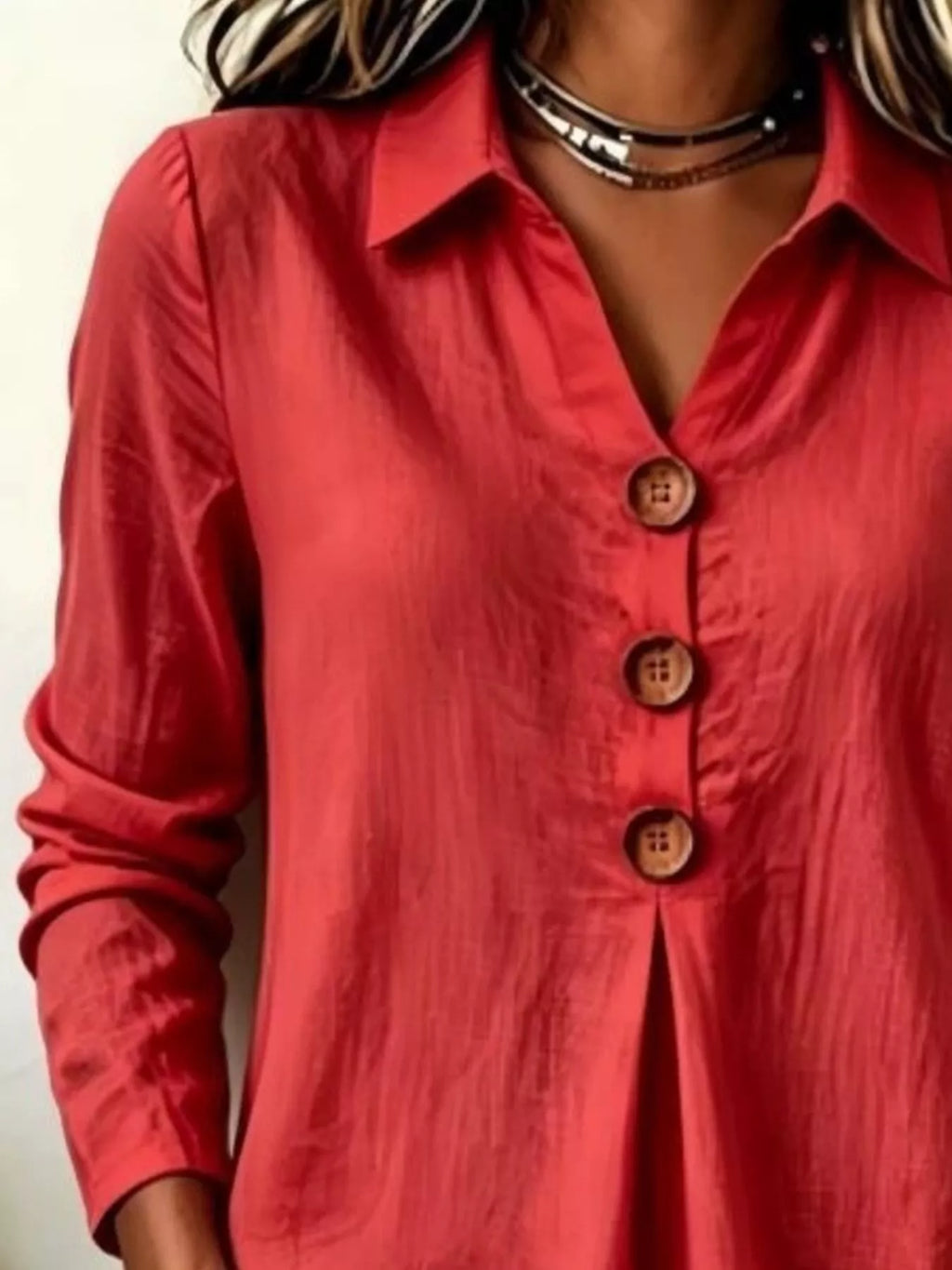 Button Detail Long Sleeve Blouse (8)