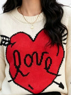 Heart Round Neck Ribbed Sweater (2)