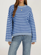 Striped Dropped Shoulder Sweater (2)