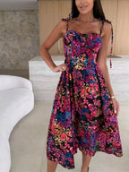 Printed Tie-strap Midi Dress (4)