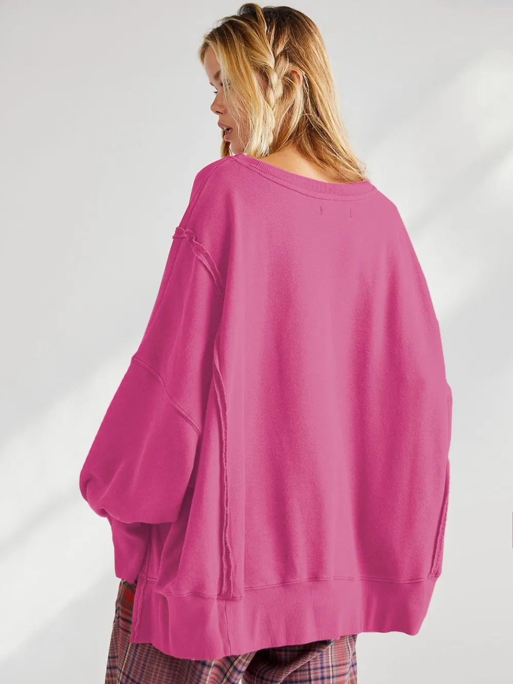 Slit Round Neck Dropped Shoulder T-shirt (15)