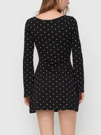 Polka Dot Flare Sleeve Mini Dress (5)