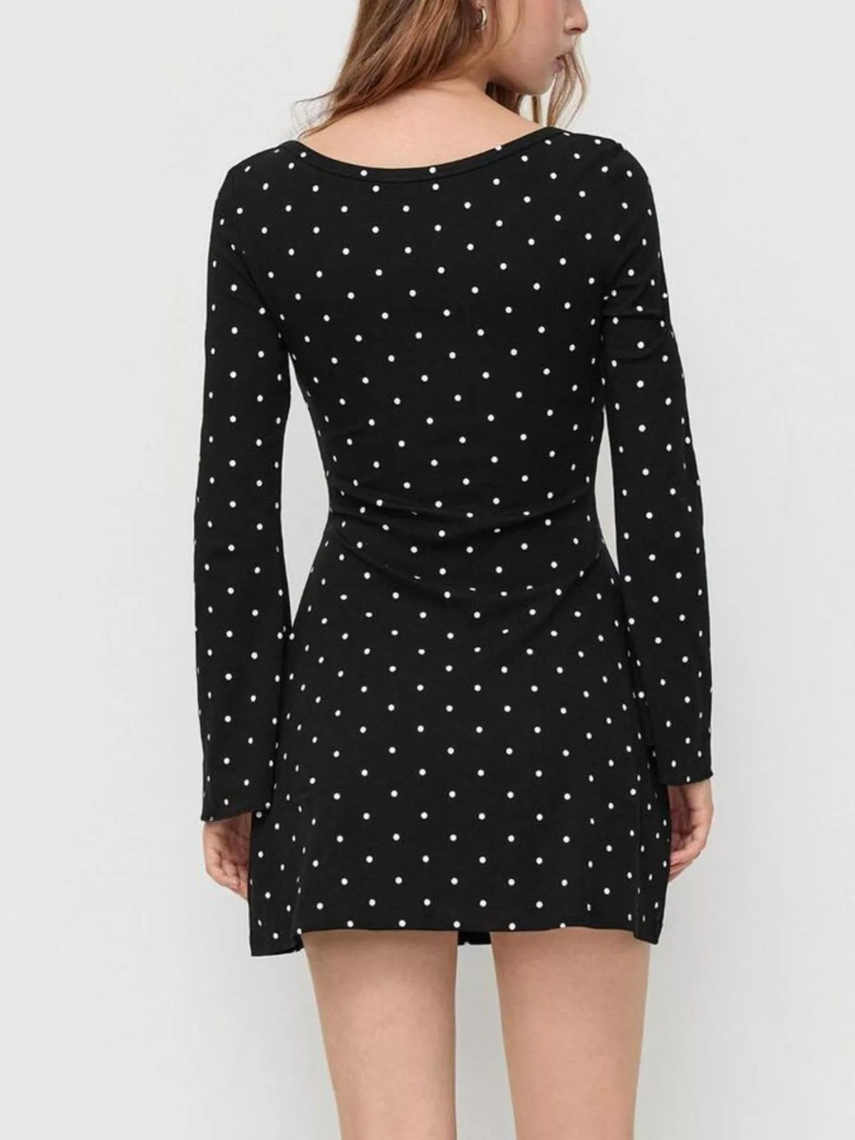 Polka Dot Flare Sleeve Mini Dress (5)