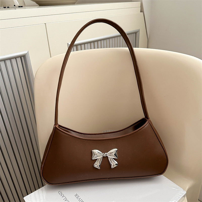 Texture Minimalist Underarm Elegant Bow Shoulder Bag photo 4