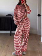 Striped Long Sleeve Top Pants Set (11)