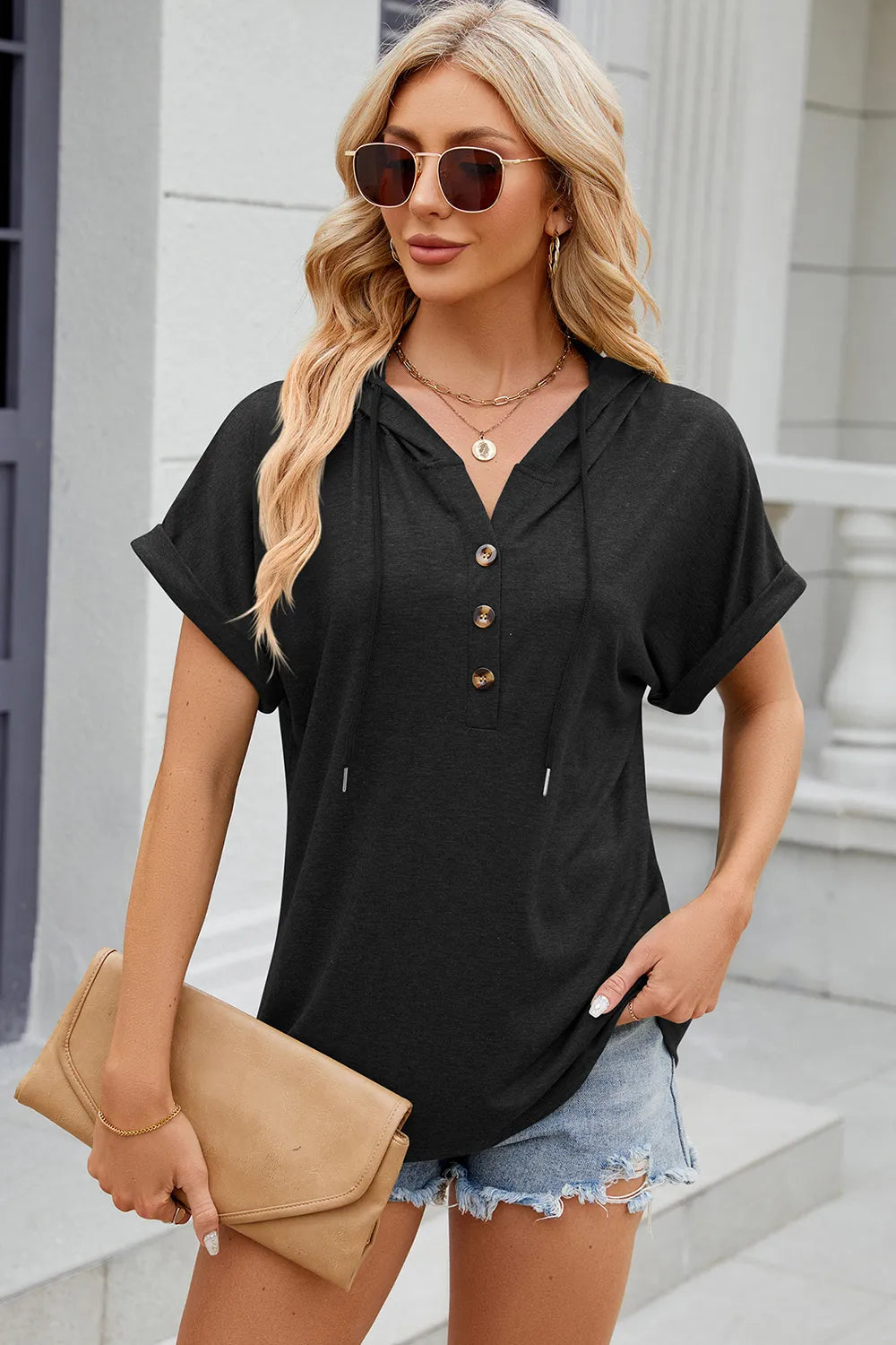 Hooded Short Sleeve T-shirt (23)