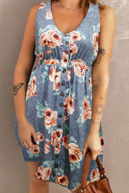 Printed Sleeveless Button Dress (24)