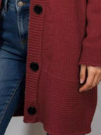 Full Size Casual Hooded Button-down Knit Cardigan Plus (9)