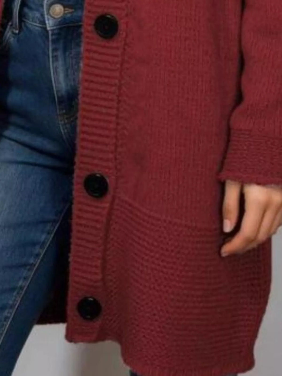 Full Size Casual Hooded Button-down Knit Cardigan Plus (9)