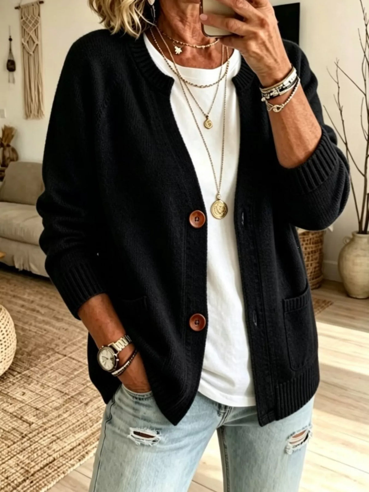 Full Size Button Up Raglan Sleeve Cardigan Plus (7)