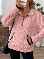 Full Size Half Zip Kangaroo Pocket Sweatshirt Plus (28)