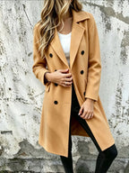 Full Size Double-breasted Lapel Collar Coat Plus