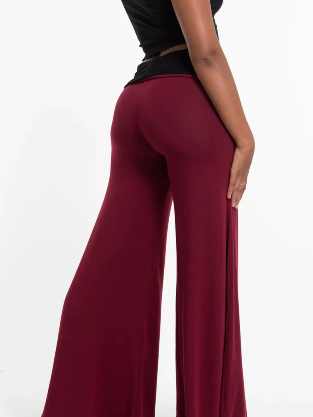 High Waisted Wide Leg Yoga Pants Contrast Waistband (12)