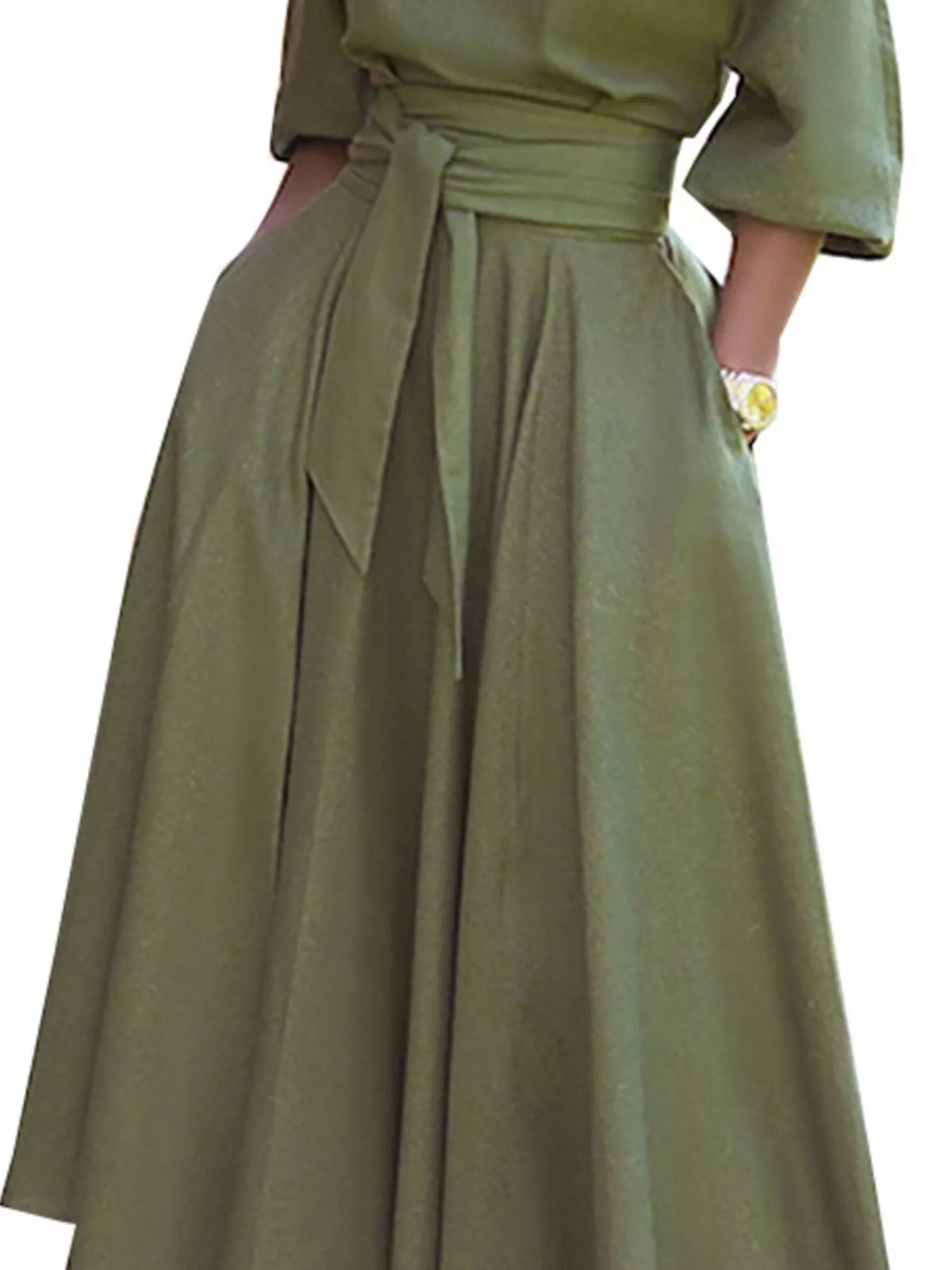 Boat Neck Tie Waist Dress (3)