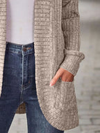 Ribbed Knit Open Front Cardigan Pockets (12)