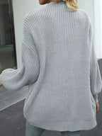 Chunky Knit Open Front Cardigan Lantern Sleeves (18)