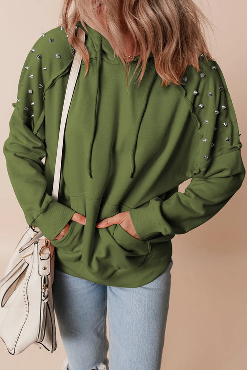 Rivet Drawstring Long Sleeve Hoodie (2)