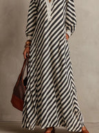 Striped Long Sleeves Maxi Dress (3)