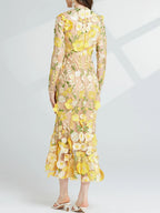 Floral Embroidered Mesh Long Sleeve Midi Dress (23)