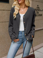 V-neck Button-down Cardigan (2)