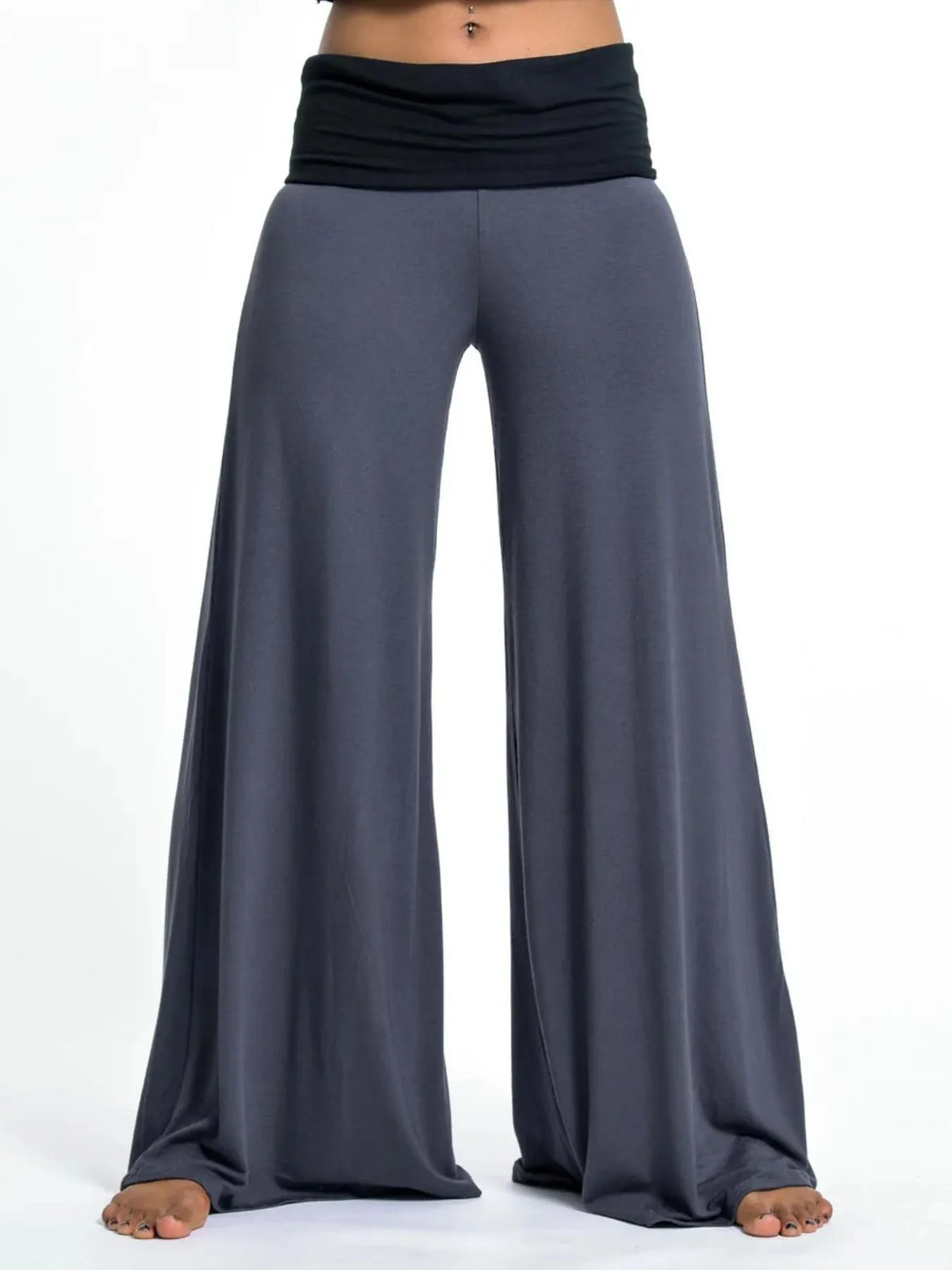 High Waisted Wide Leg Yoga Pants Contrast Waistband (21)