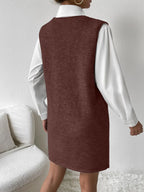 V-neck Sleeveless Sweater Dress Pockets (9)
