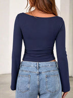 Boat Neck Flare Sleeve T-shirt (16)
