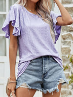 Round Neck Flutter Sleeve Blouse (14)
