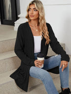 Pocketed Open Front Long Sleeve Cardigan (36)