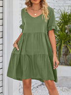 Ruffled Sleeve Tiered Mini Dress (29)