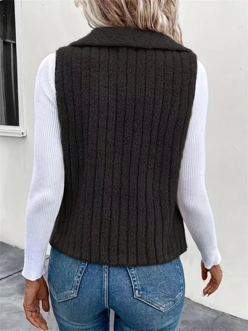 Open Front Fuzzy Vest Coat (8)