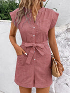 Striped Notched Tie Waist Romper (15)