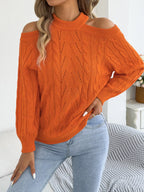 Cold Shoulder Cable Knit Sweater (4)