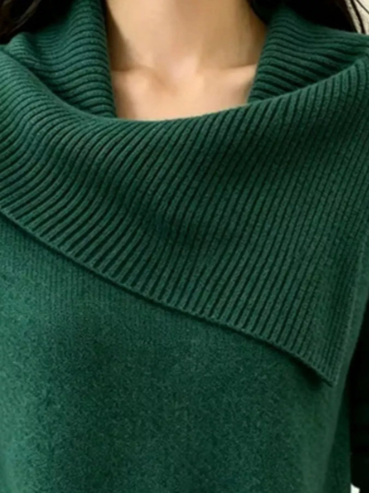 Full Size Asymmetric Ribbed Collar Sweater Plus (14)
