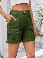 High Waist Washed Denim Shorts (15)