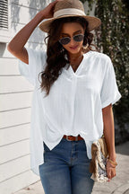 Notched Short Sleeve Blouse (9)