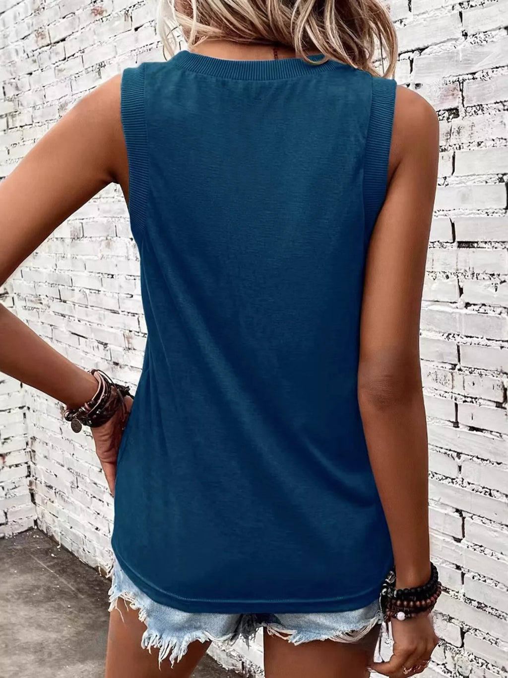 V-neck Ribbed Trim Tank (11)
