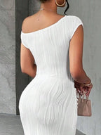 Textured Single Shoulder Bodycon Maxi Dress (12)