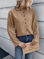 Half Button Long Sleeve Blouse (7)