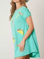 Sequin Short Sleeve Summer Tee Dress (8)