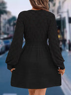 V-neck Long Sleeve Sweater Dress (11)