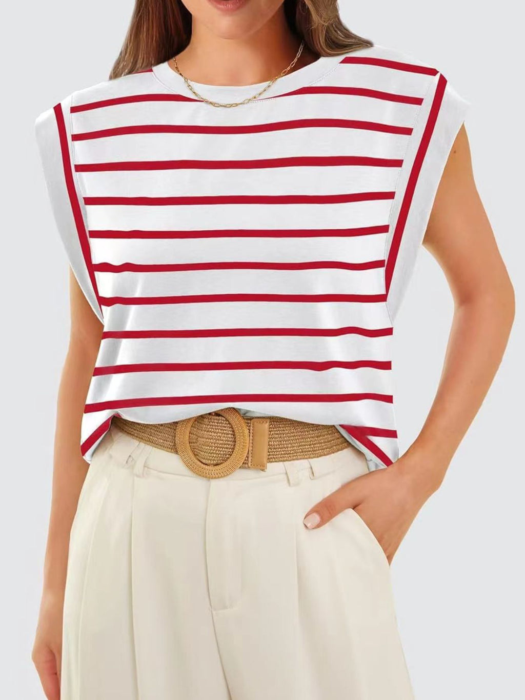 Striped Round Neck Tank (13)