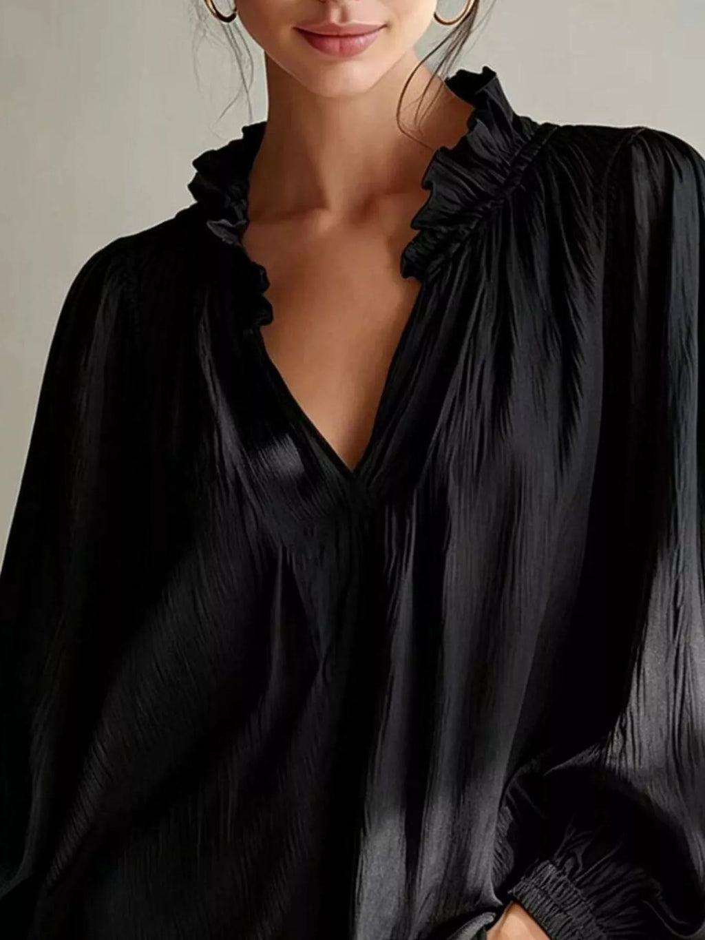 Ruffle Trim Long Sleeves Blouse (8)