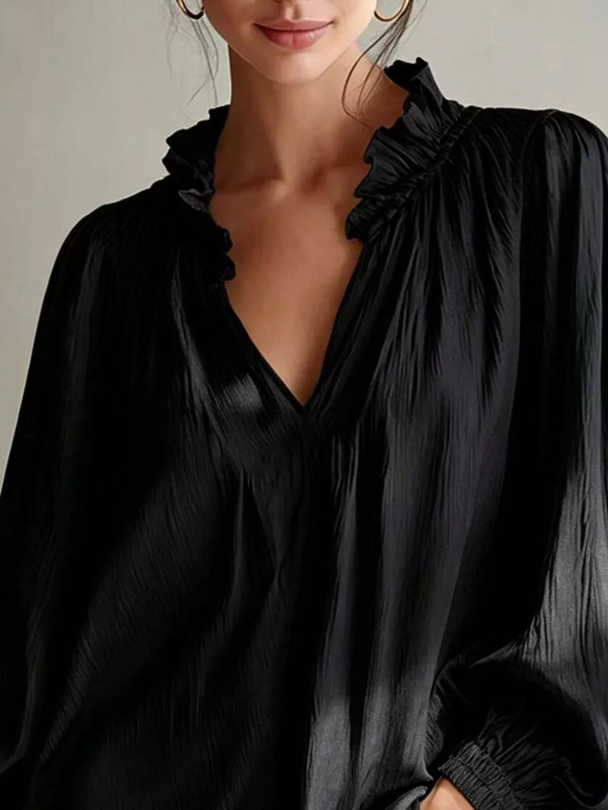 Ruffle Trim Long Sleeves Blouse (8)