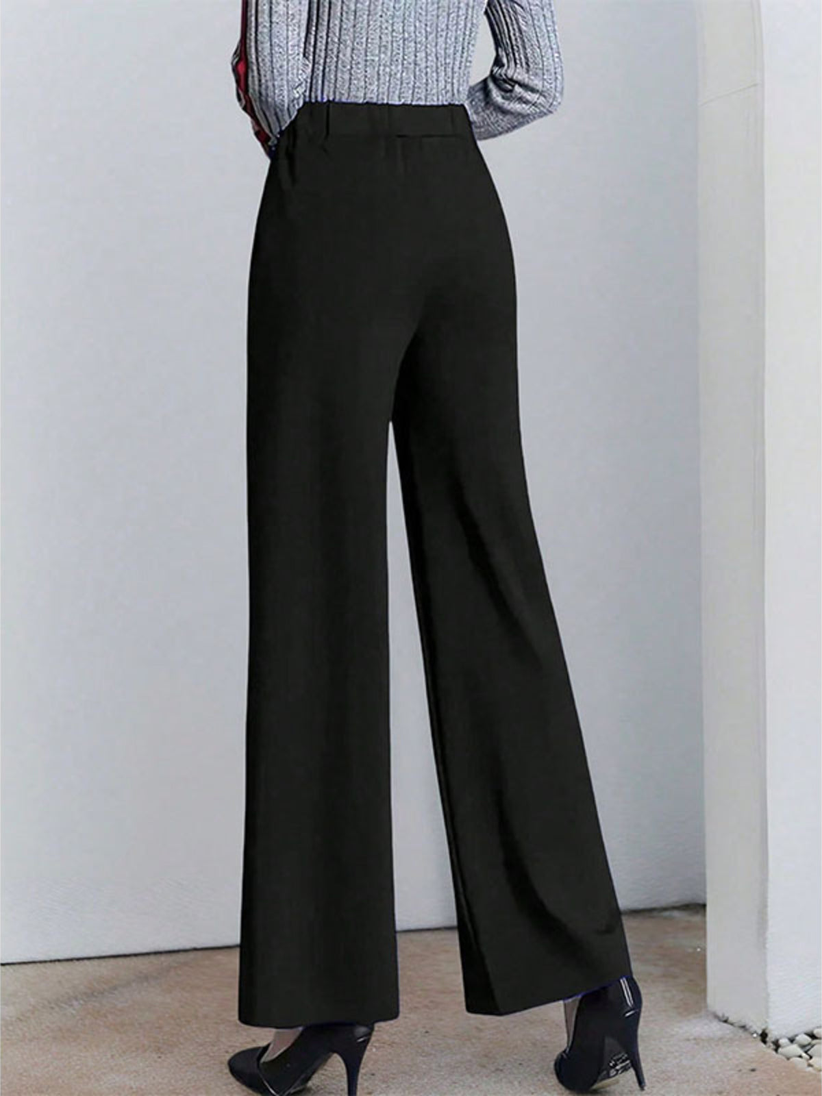 High-waisted Wide Leg Pants Elegant Center-seam Tailoring (4)