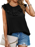 Ruffle Trim Round Neck Blouse (8)
