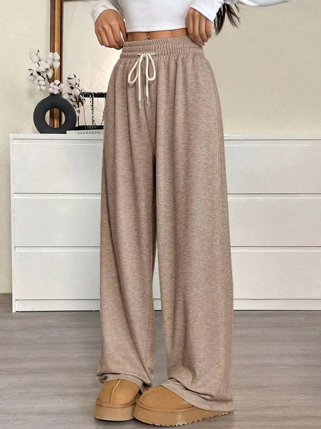 High-waisted Wide-leg Pants Drawstring (5)