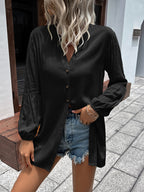 Notched Neck Balloon Sleeve Shirt (7)