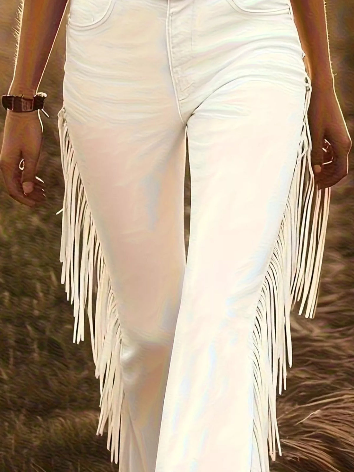 Fringe Trim Flare Pants (6)