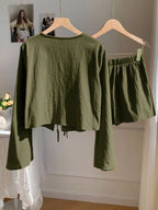 Embroidered Tie-front Top Shorts Set (5)